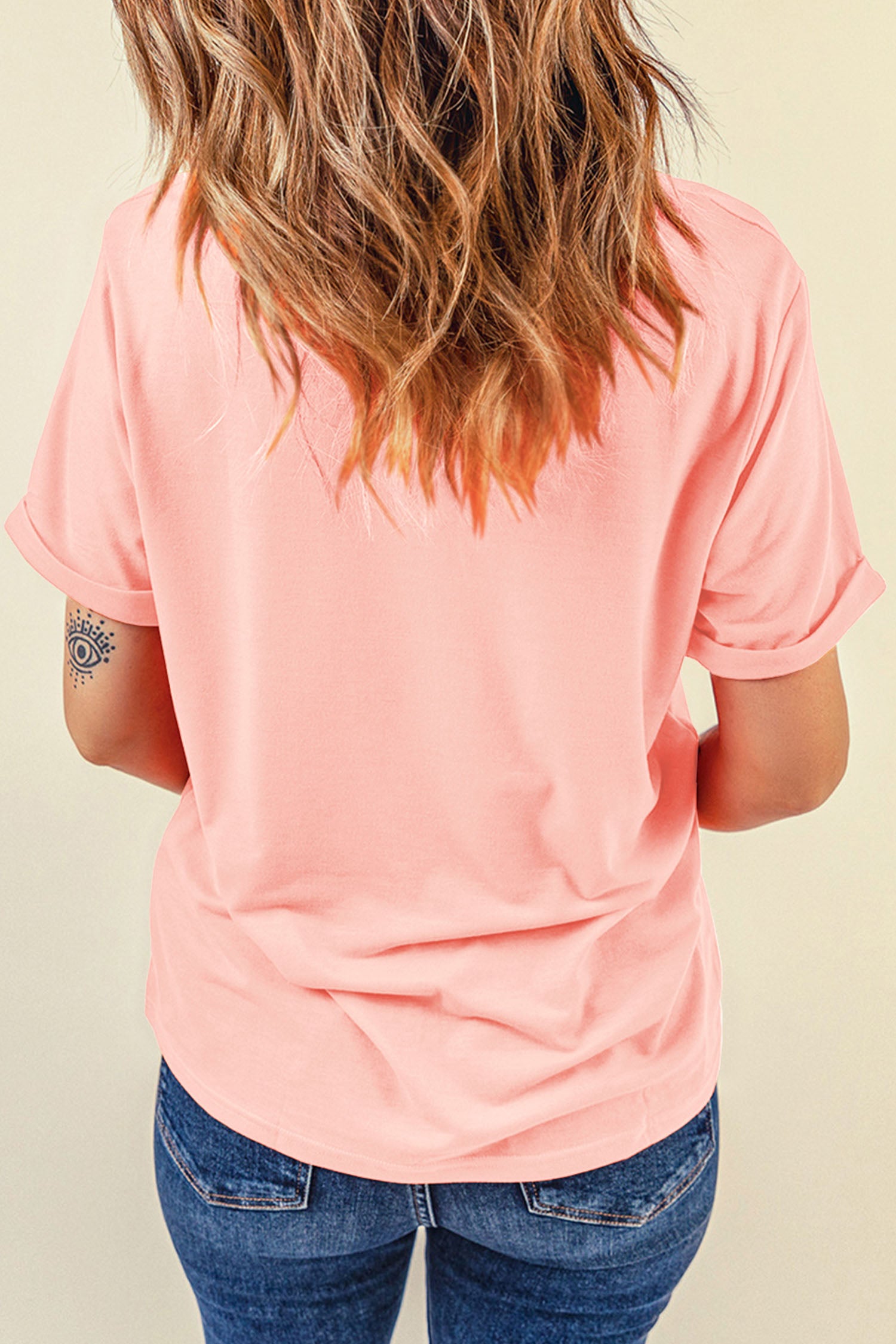 Pink LOVE In Hearts Embroidered Graphic Tee