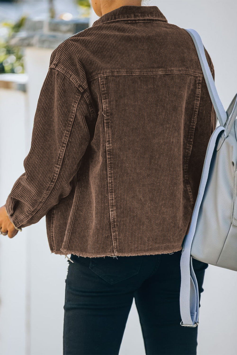 Brown-2 Corduroy Pocket Buttoned Jacket