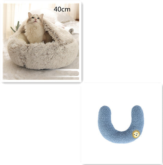 Cama 2 en 1 para perros y gatos, cama de invierno para mascotas, cama redonda de felpa cálida, cama de felpa larga y suave para mascotas, productos para mascotas