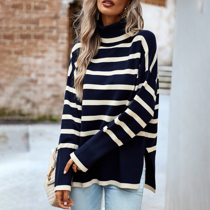 Women’s Casual Striped Knit Sweater Top