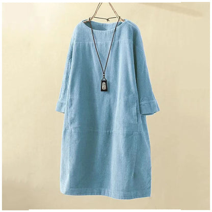 Autumn And Winter New Corduroy Retro Solid Dress