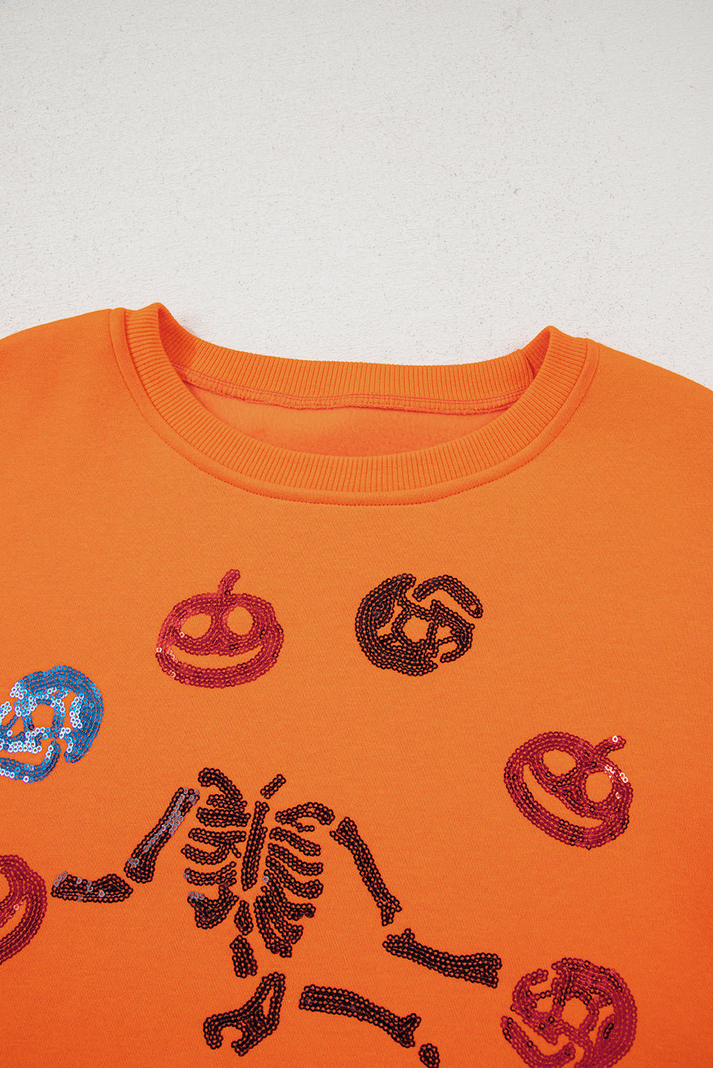 Carrot Dancing Skeleton Sequin Halloween Crewneck Sweatshirt