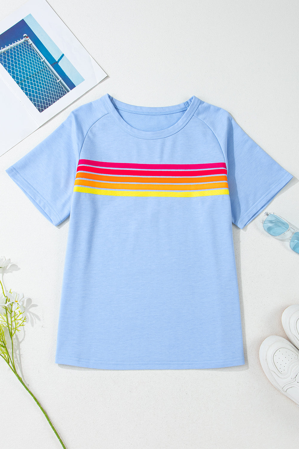Bonbon Colorful Striped Casual Tee