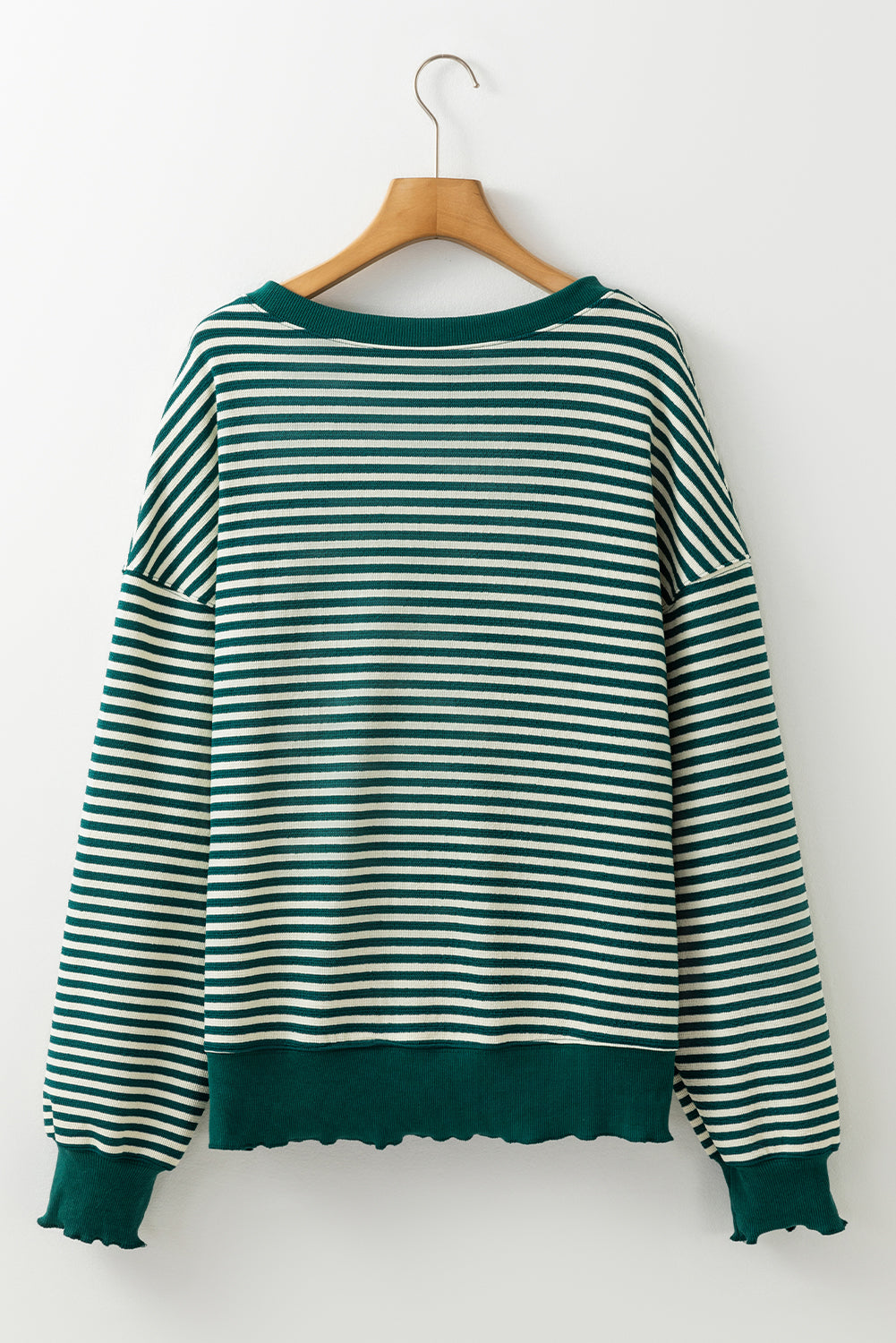 Black Stripe Drop Shoulder Long Sleeve Top