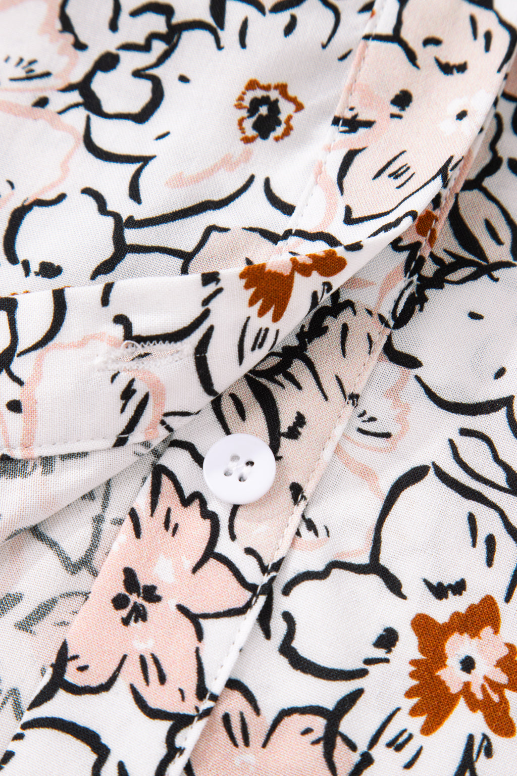 Chemise kaki à imprimé floral audacieux, manches bouffantes à volants et boutons