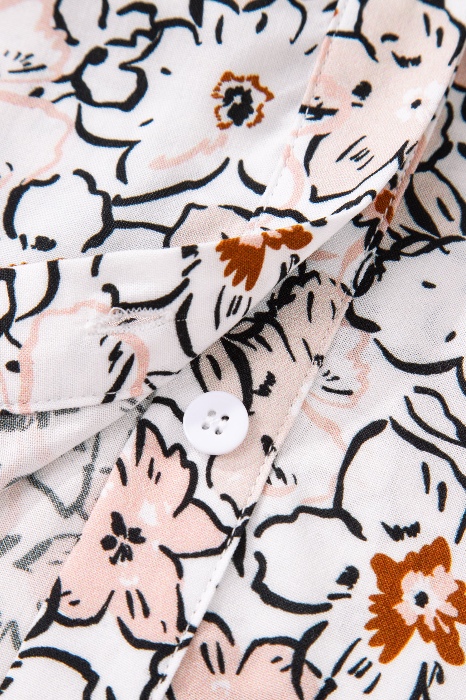 Chemise kaki à imprimé floral audacieux, manches bouffantes à volants et boutons