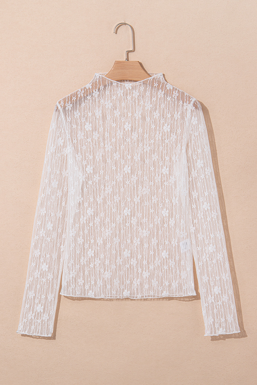 Ashleigh Blue Sheer Floral Lace Long Sleeve Slim Fit Top