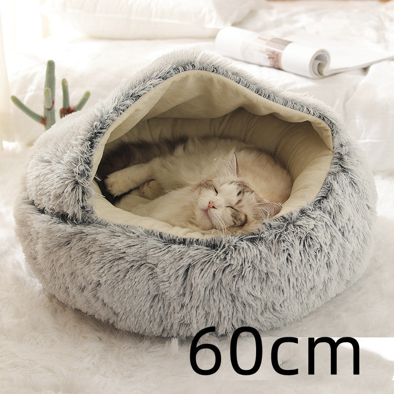 Cama 2 en 1 para perros y gatos, cama de invierno para mascotas, cama redonda de felpa cálida, cama de felpa larga y suave para mascotas, productos para mascotas