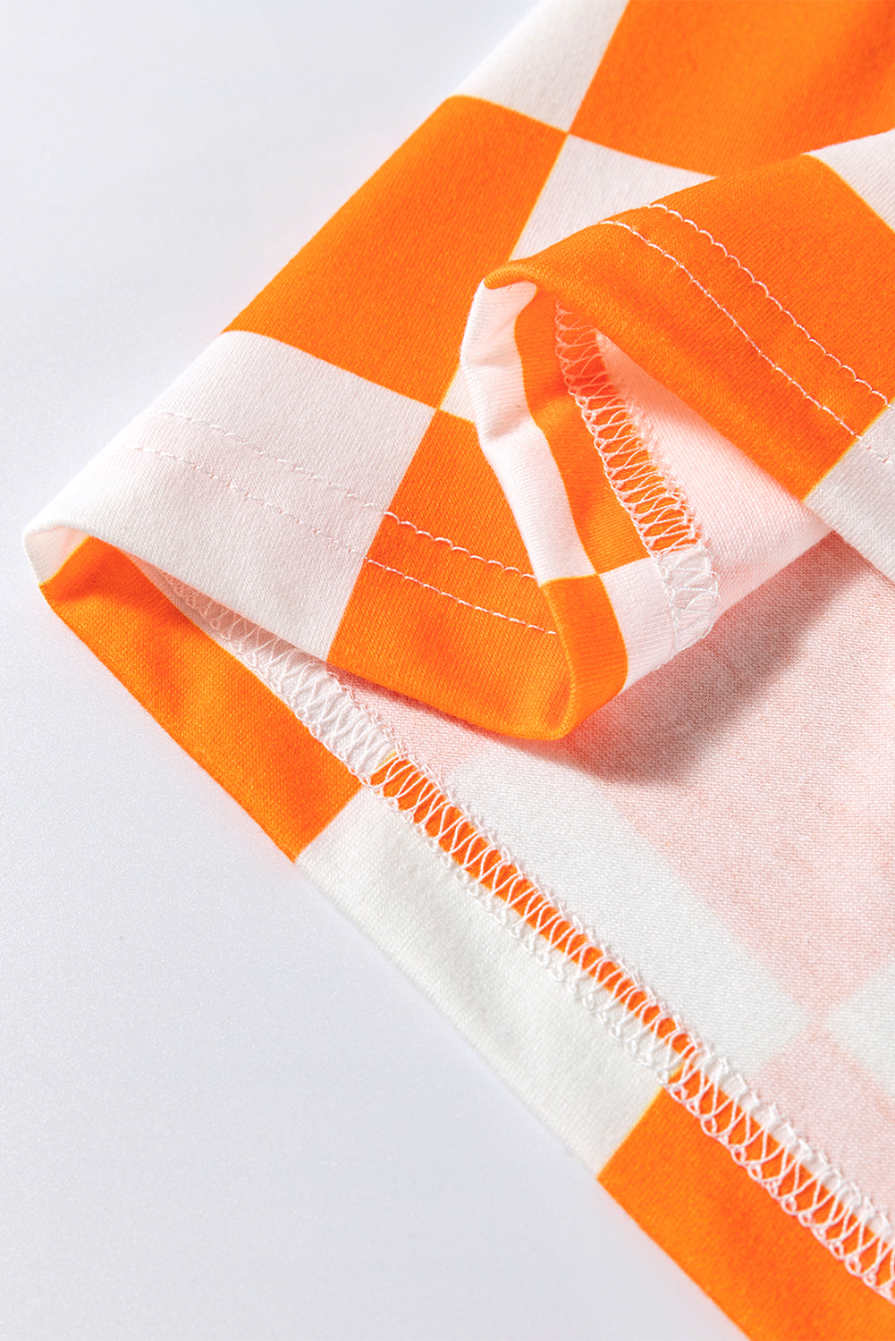 Ensemble de pyjama à poches et col en V à imprimé à carreaux orange