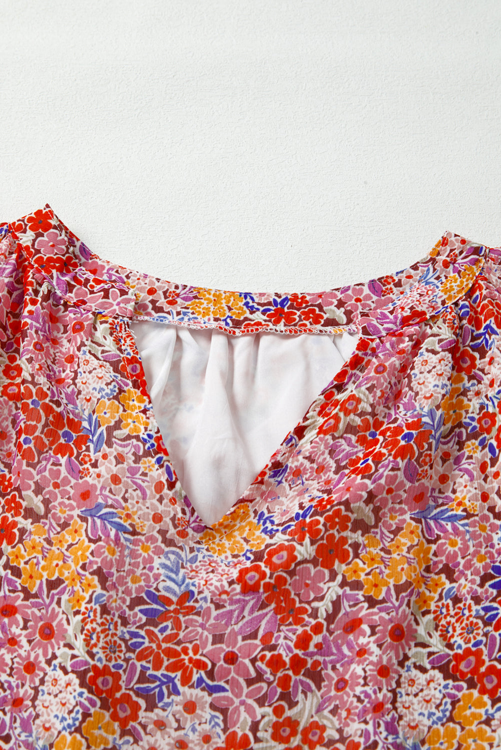 Golden Apricot Boho Floral Print V Neck Long Sleeve Blouse