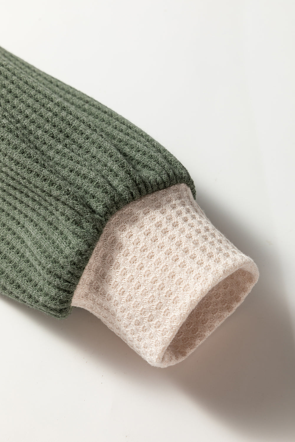 Haut à manches raglan à blocs de couleur camel en gaufrette