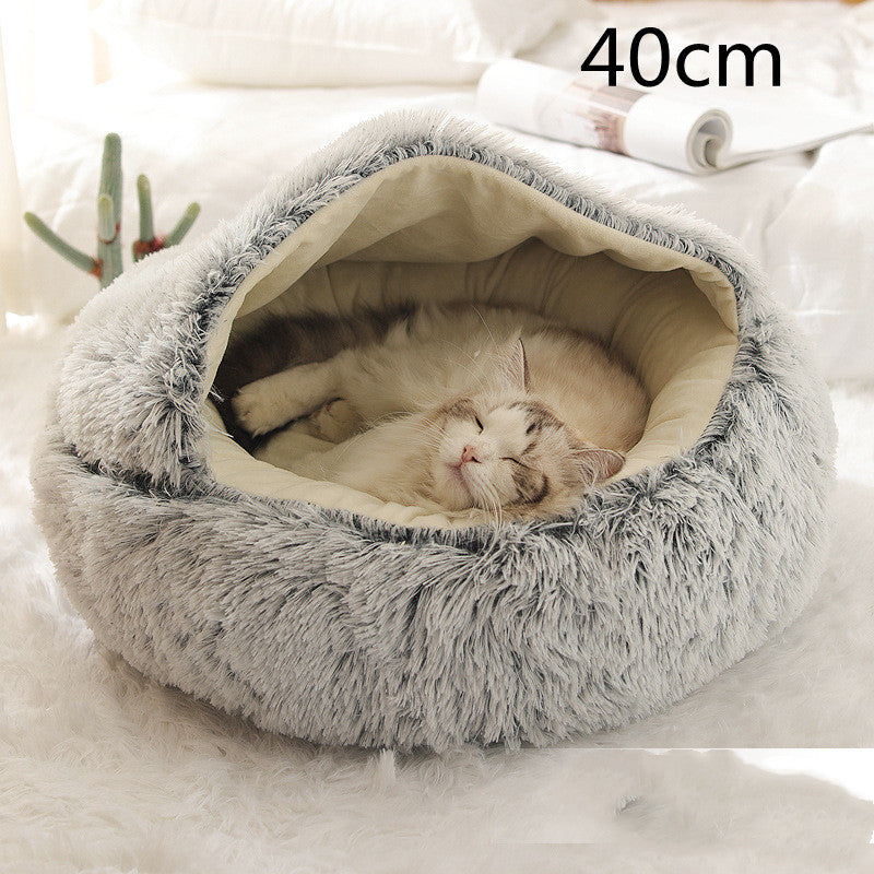 Cama 2 en 1 para perros y gatos, cama de invierno para mascotas, cama redonda de felpa cálida, cama de felpa larga y suave para mascotas, productos para mascotas