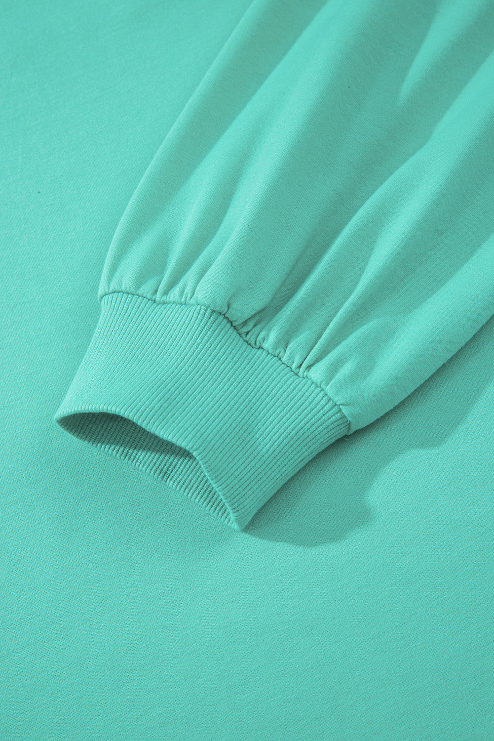 Sea Green Solid Color Plus Size Pullover and Loose Shorts Set