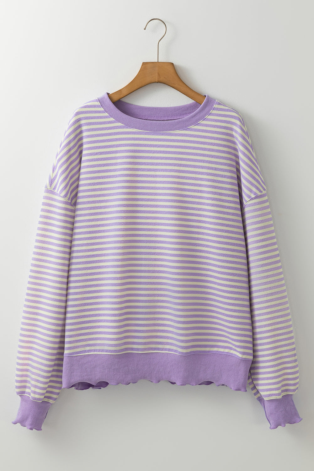 Brown Stripe Drop Shoulder Long Sleeve Top