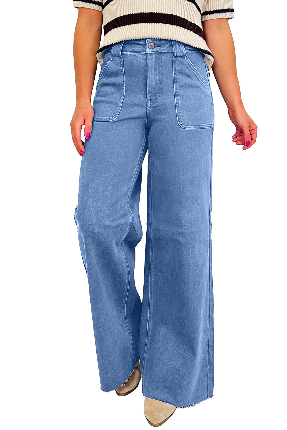 Dark Brown Retro Washed Patch Pocket Loose Jeans