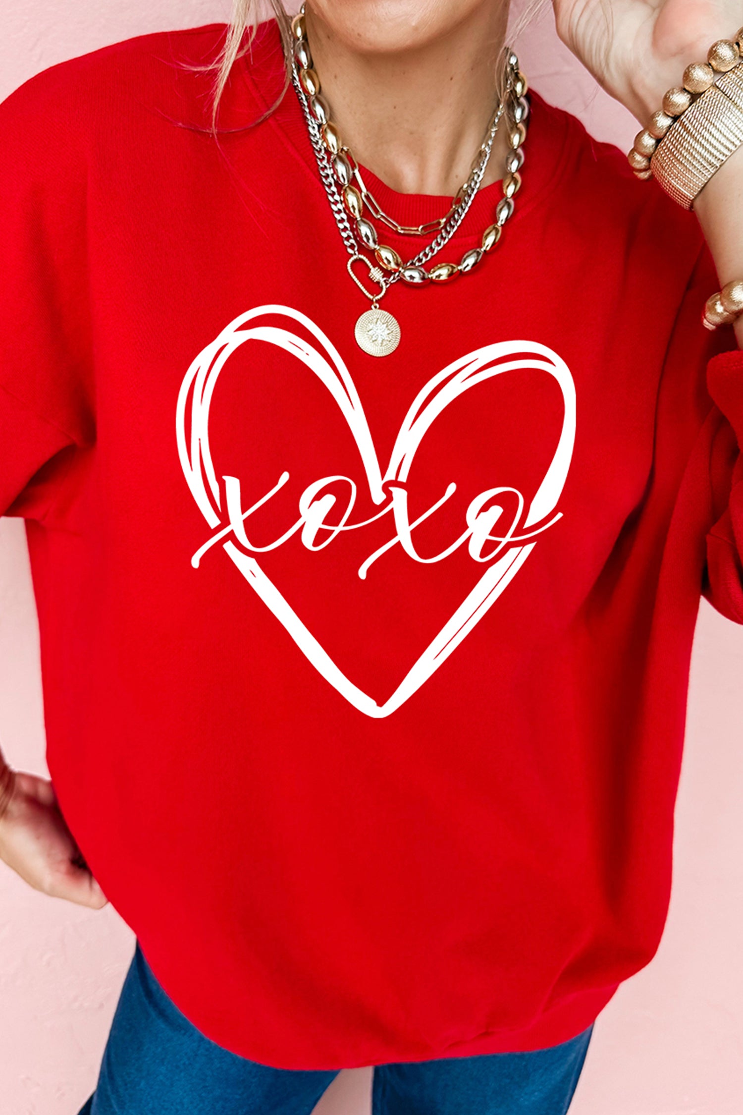 Sudadera con estampado de corazón de San Valentín rojo xoxo