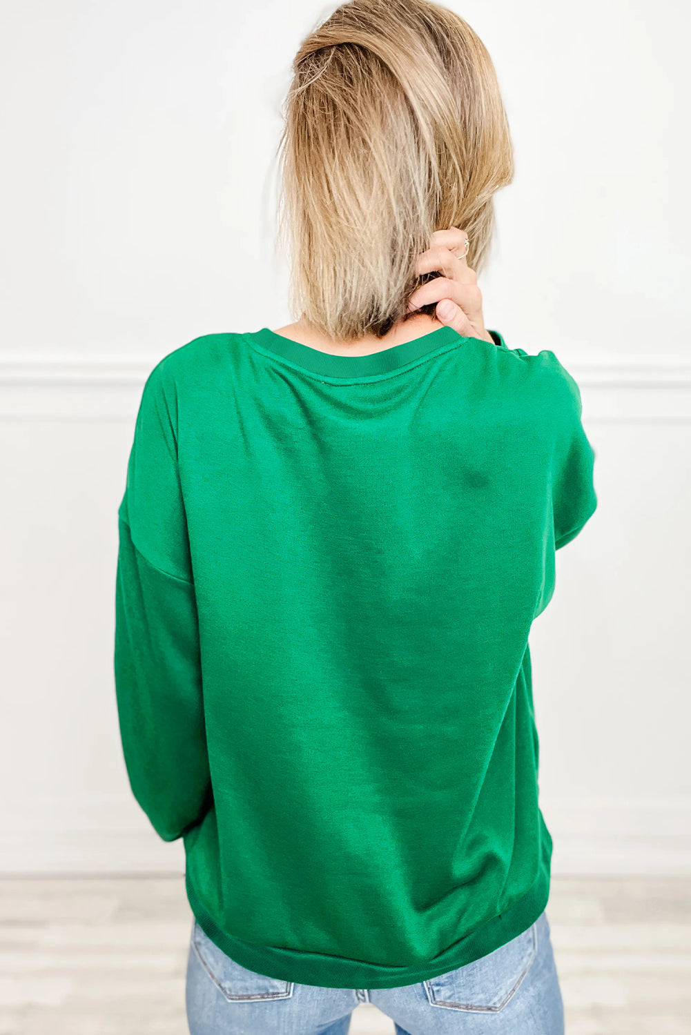 Sudadera navideña a cuadros verde mar