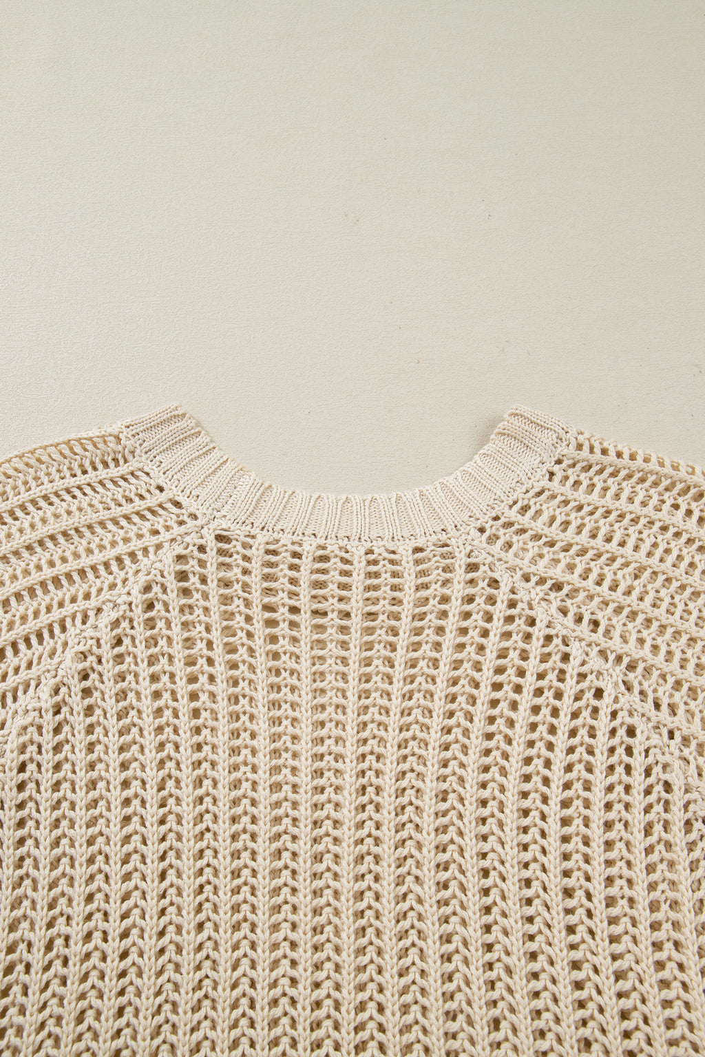 White Plus Size Open Knit Bow Tie Short Sleeve Sweater