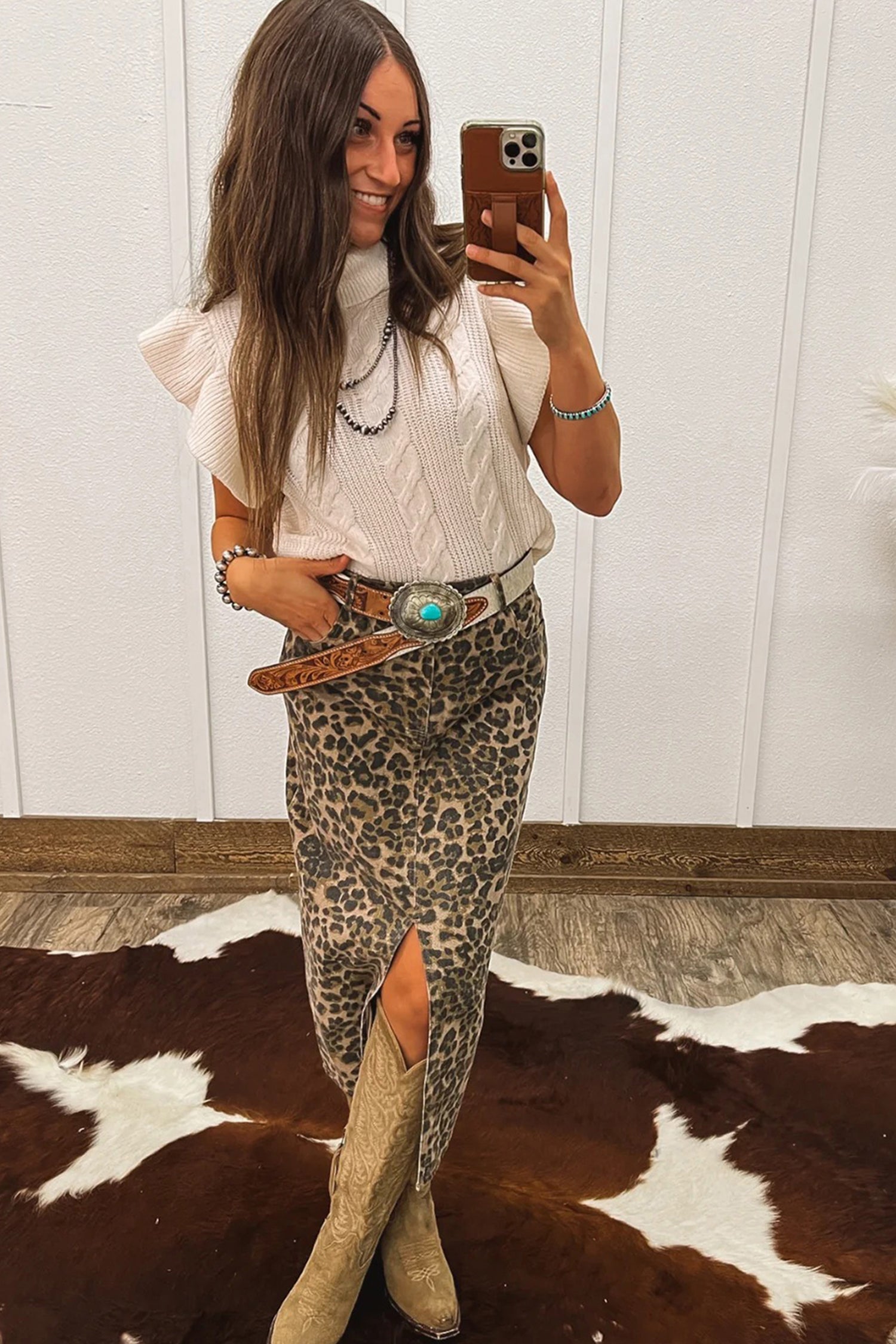 Suéter de manga corta con volantes y cuello alto de punto cable Jet Stream