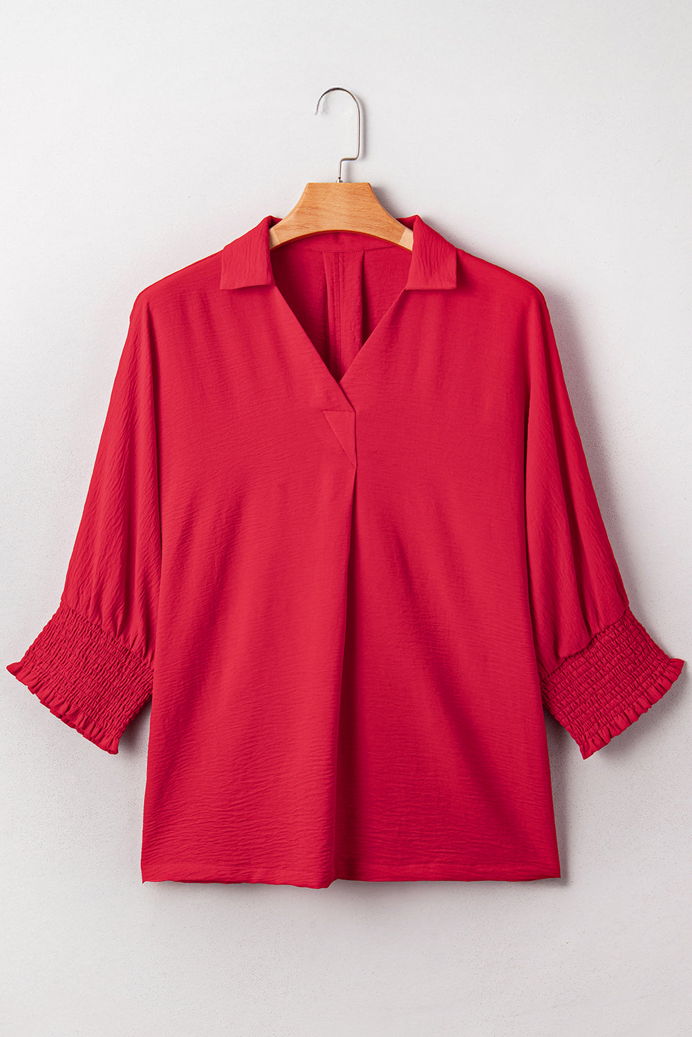 Blouse tunique oversize rouge flamboyant à poignets froncés et col dolman, grande taille