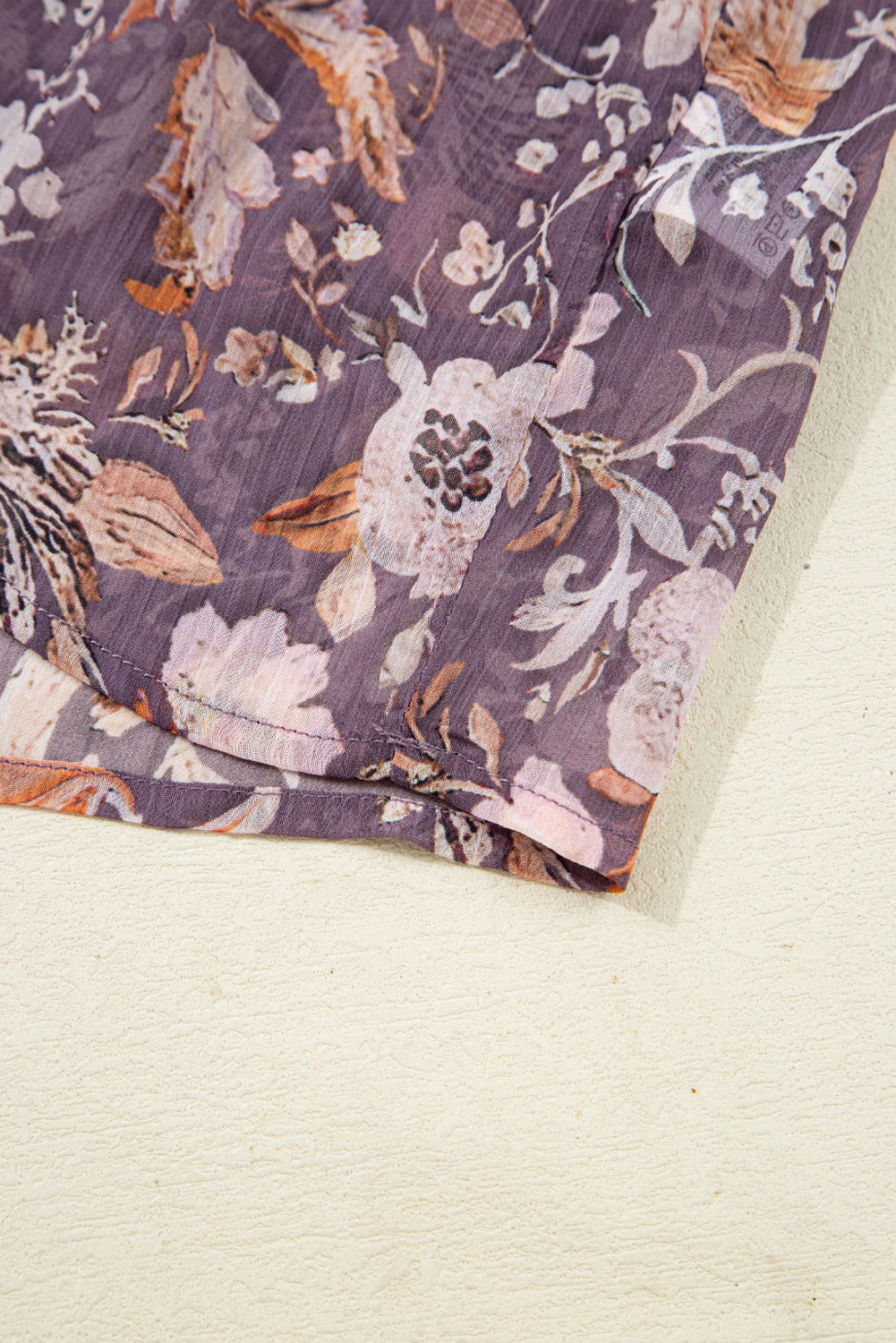 Blue Boho Floral Print 3/4 Sleeve Babydoll Blouse