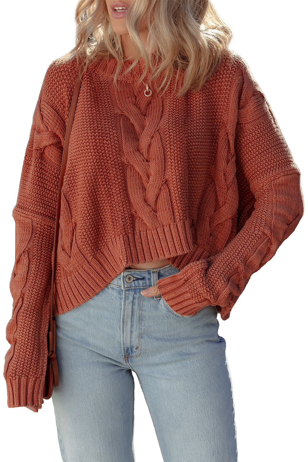 Redwood Burl Chunky Fit Slouchy Textured Knit Sweater