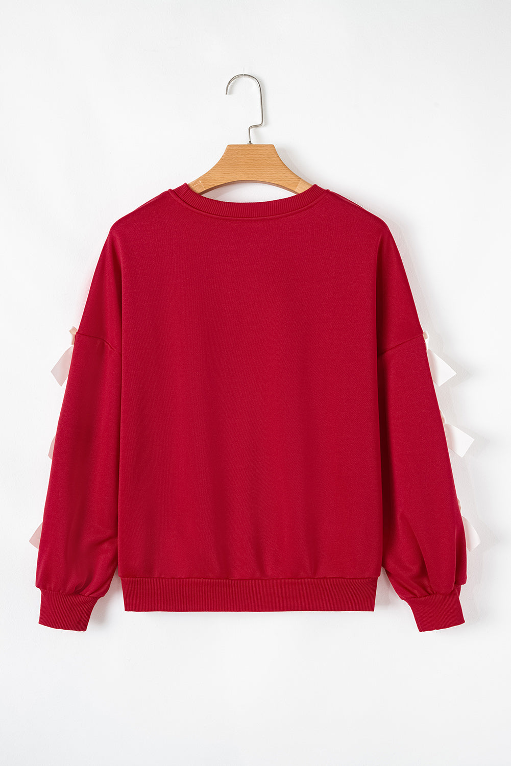 Sweat-shirt col rond rouge feu avec nœud papillon