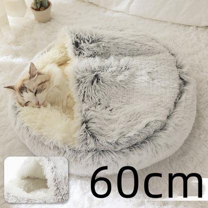 Cama 2 en 1 para perros y gatos, cama de invierno para mascotas, cama redonda de felpa cálida, cama de felpa larga y suave para mascotas, productos para mascotas