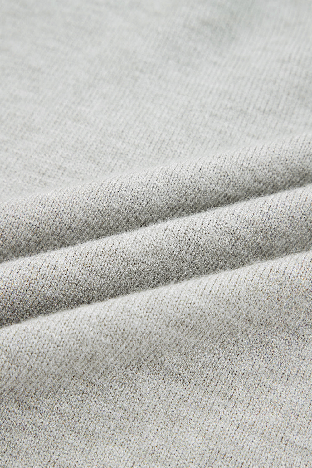 Light Grey Button Keyhole Lace Patchwork Drop Shoulder Sweater