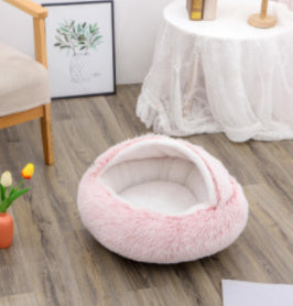 Cama 2 en 1 para perros y gatos, cama de invierno para mascotas, cama redonda de felpa cálida, cama de felpa larga y suave para mascotas, productos para mascotas