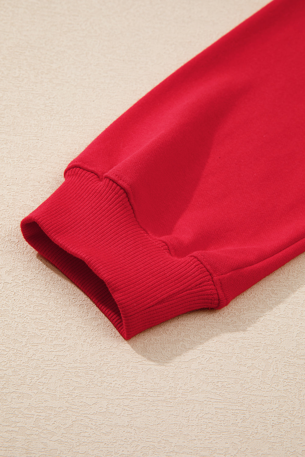 Sweat-shirt rouge course uni à col rond et épaules tombantes, grande taille