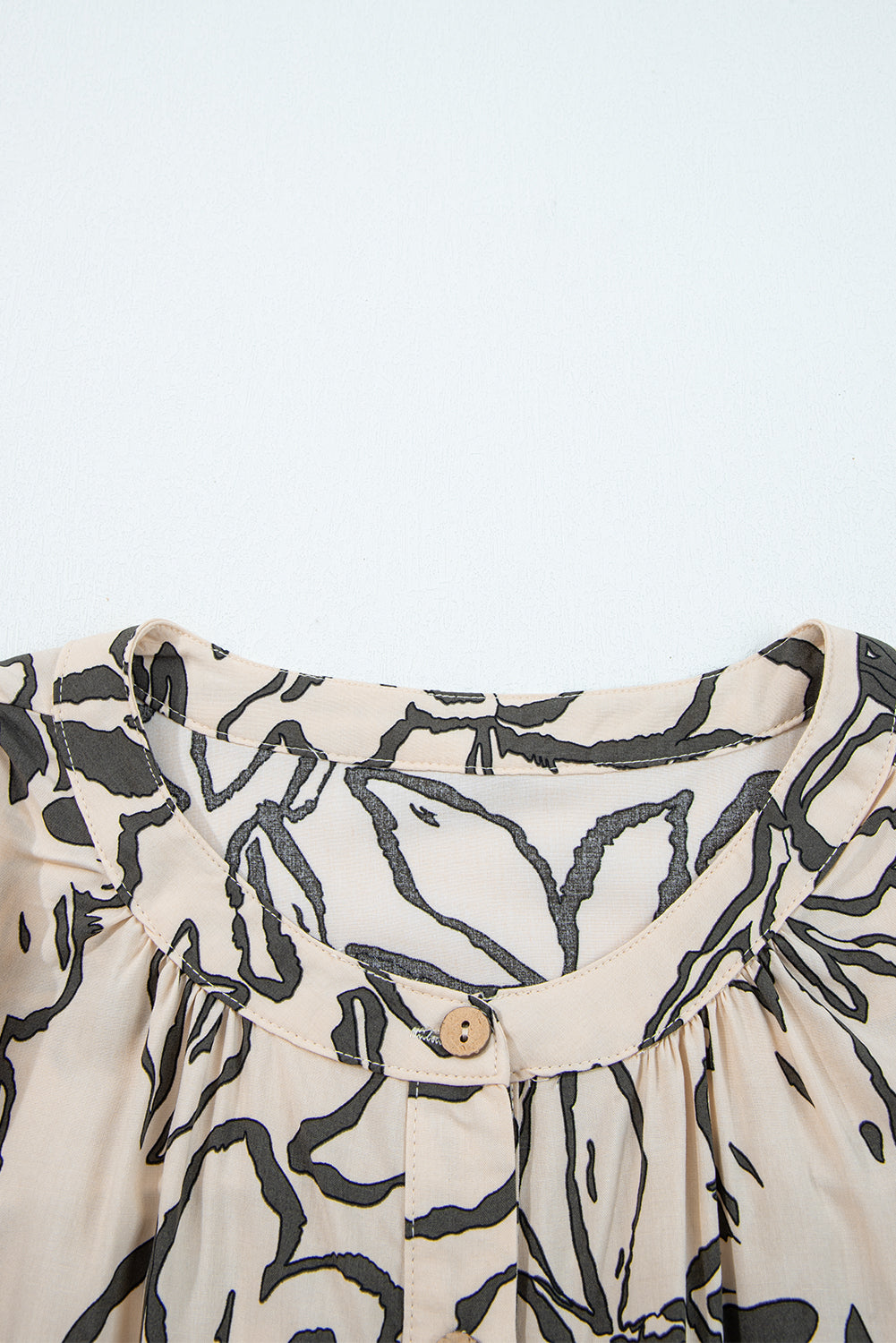 Rose Floral Print Batwing Sleeve Buttoned Loose Fit Shirt