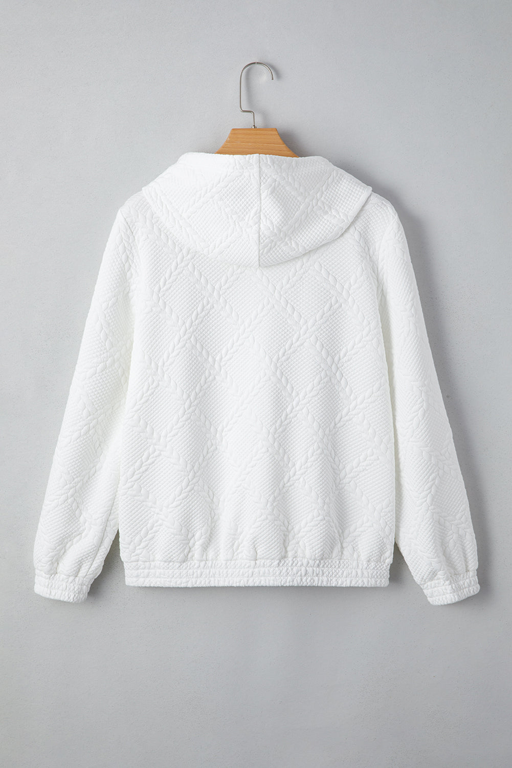 White Lattice Texture Kangaroo Pocket Hoodie