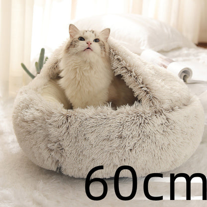 Cama 2 en 1 para perros y gatos, cama de invierno para mascotas, cama redonda de felpa cálida, cama de felpa larga y suave para mascotas, productos para mascotas