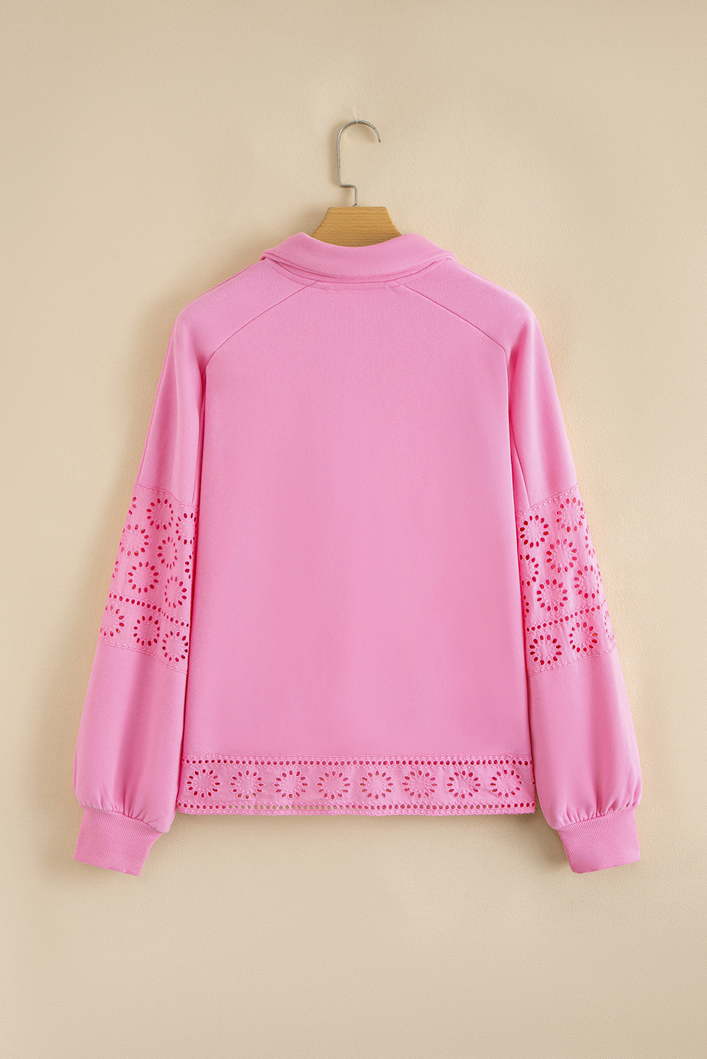 Bonbon Embroidered Flower Patchwork Snap Buttons Pullover Sweatshirt