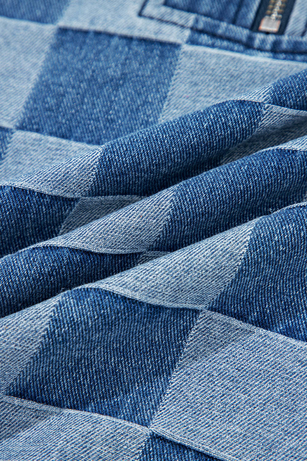 Sweat à capuche en jean bleu ciel à col zippé et poche kangourou