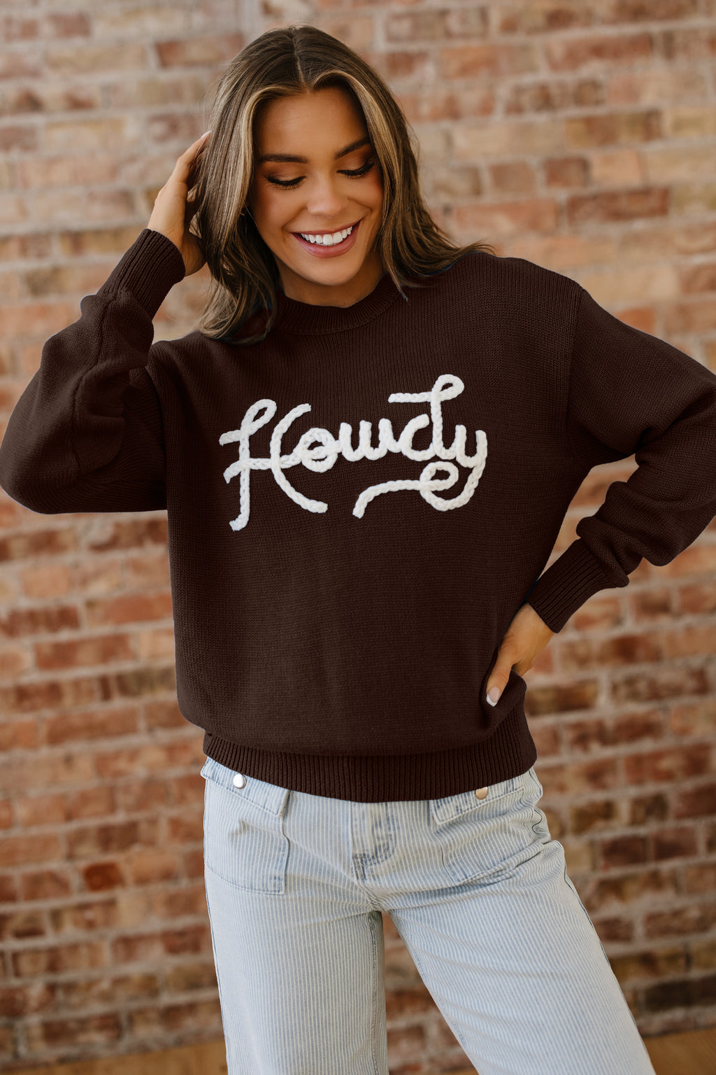 Pull western brodé Chicory Coffee Howdy