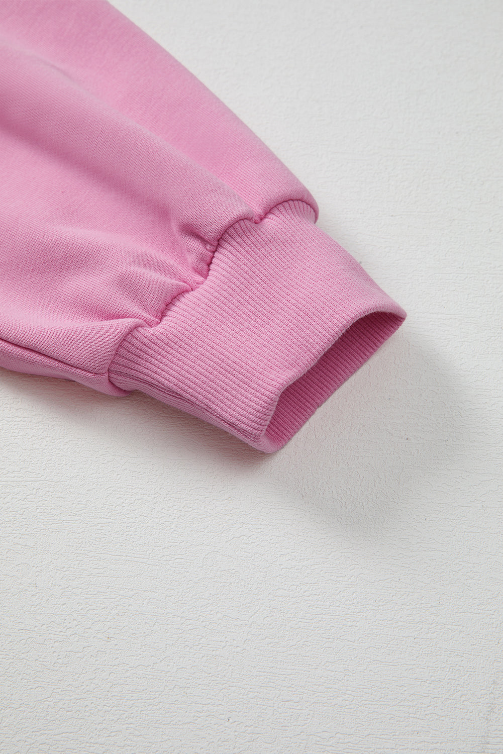 Bright Pink Lace Patchwork Raglan Sleeve Loose Fit Sweatshirt