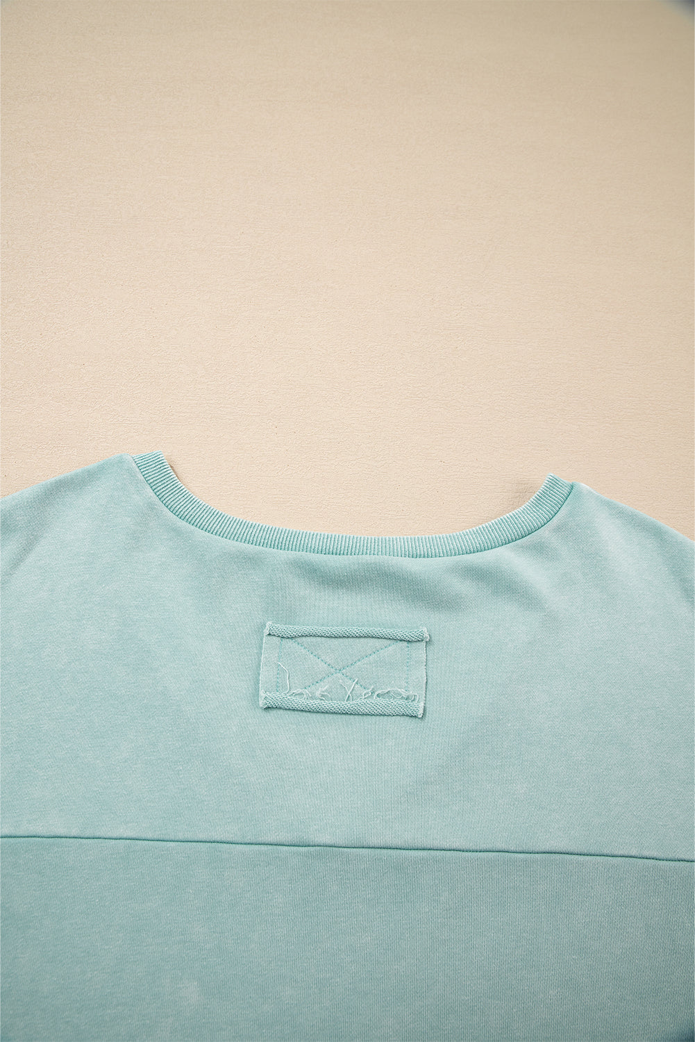 Carbon Grey Mineral Wash Exposed Seam Buttoned V Neck Pullover Top