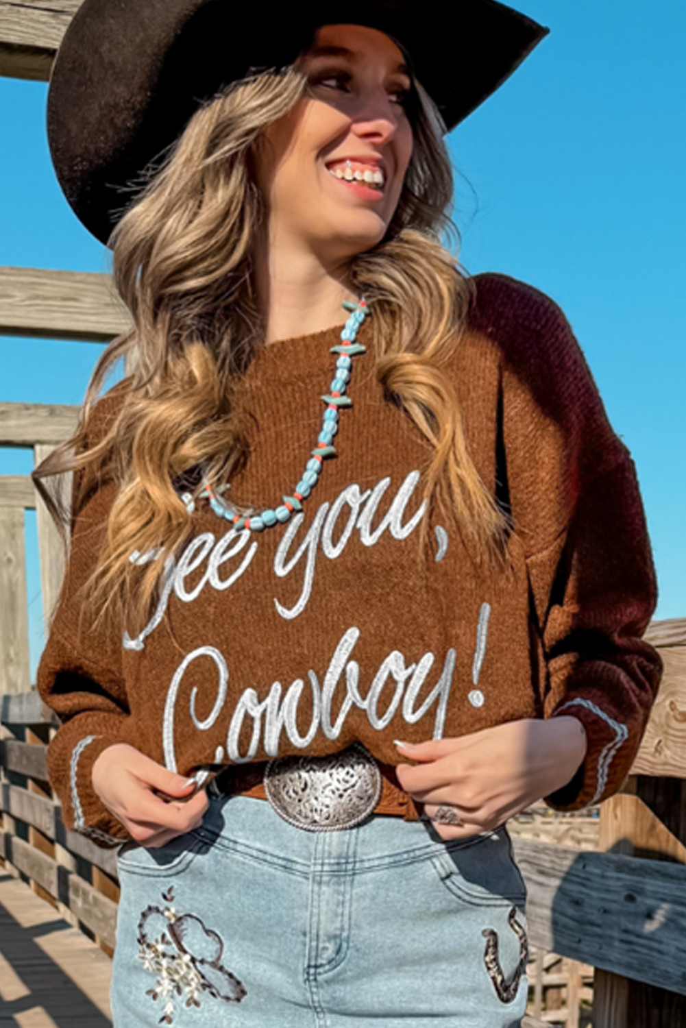 Coffee Letter Embroidered Graphic Sweater