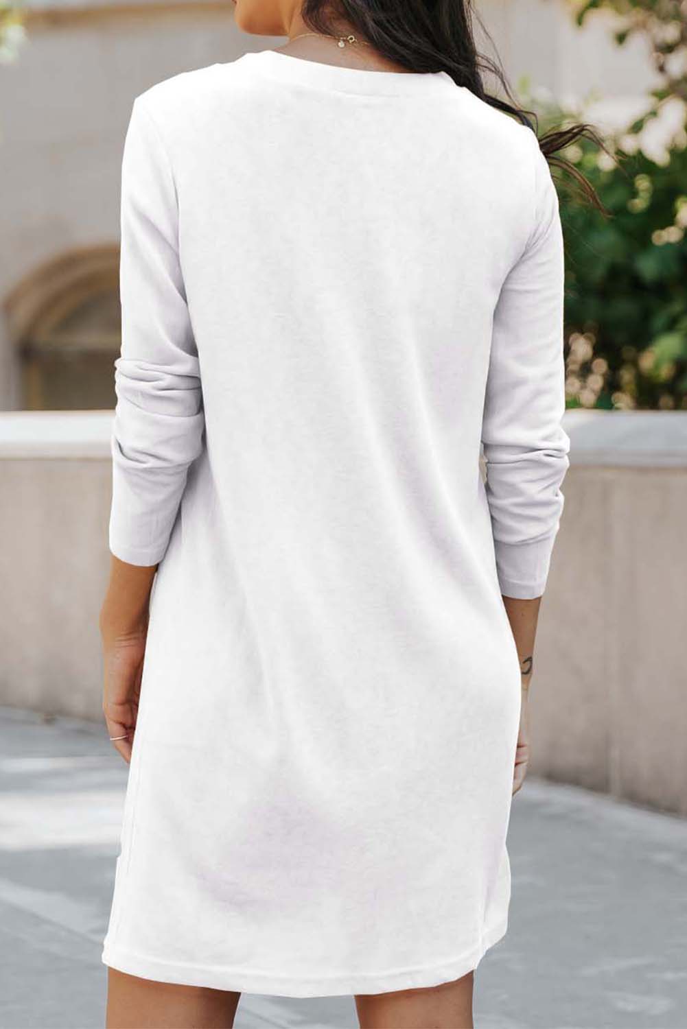 White V Neck Button Down Multi Sequin Christmas Tree Long Cardigan