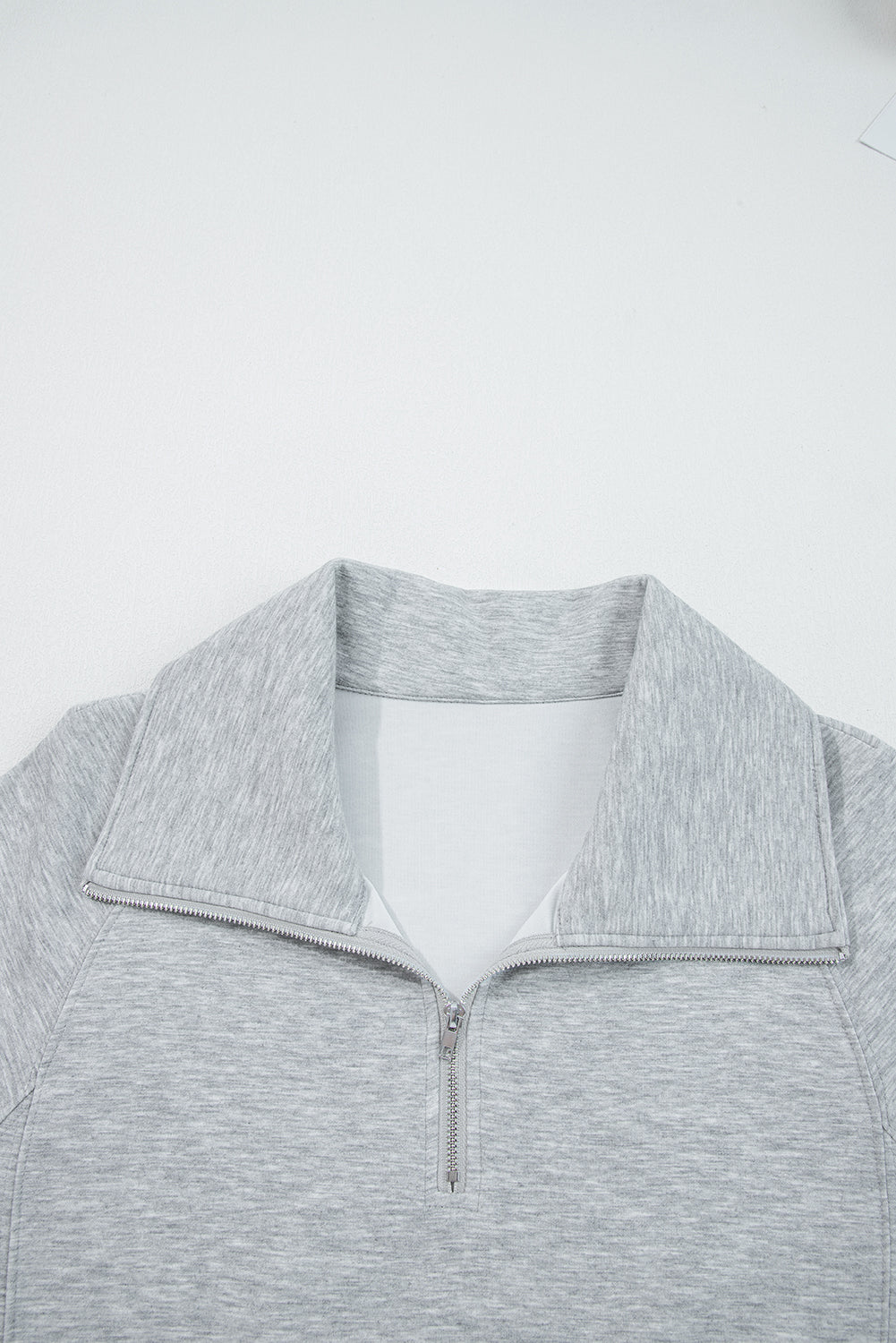 Light Grey Zip Collar Long Sleeve Top Drawstring Pants Set