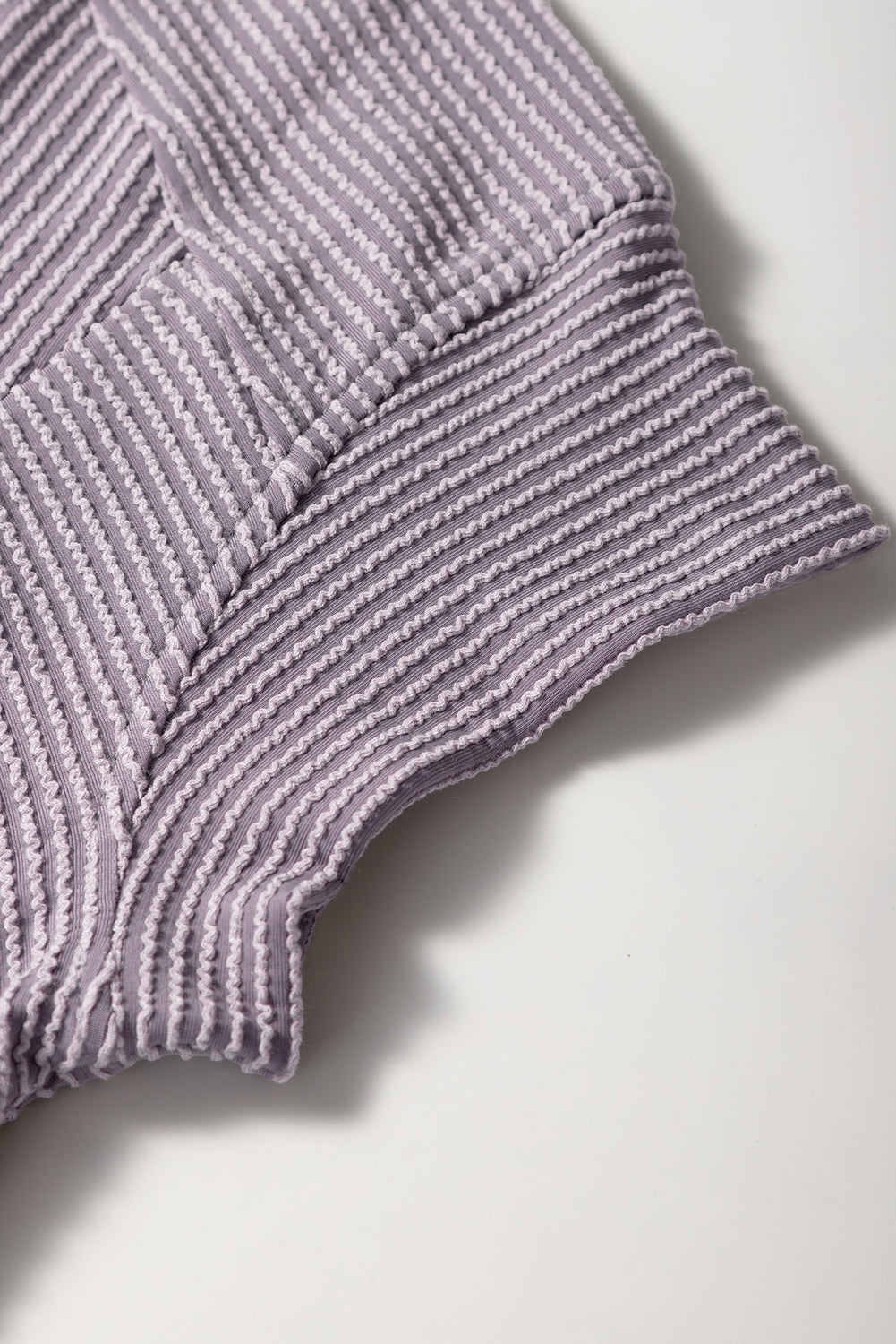 Blue Solid Corded Short Sleeve T Shirt and Wide Leg Pants Set