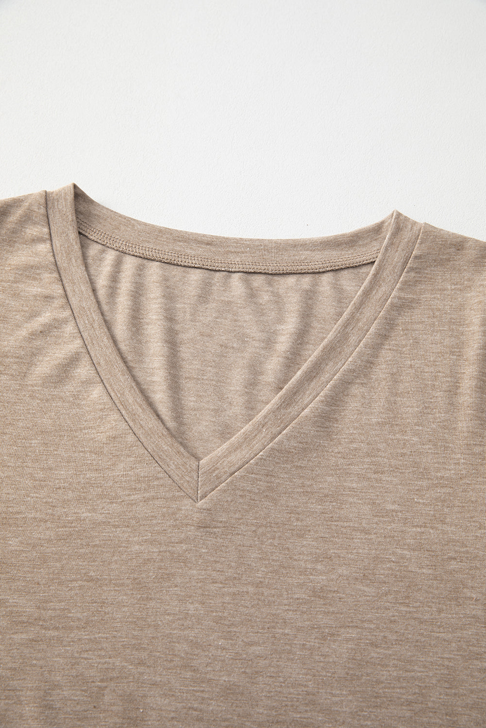 Smoke Gray Plain V Neck Long Sleeve Top