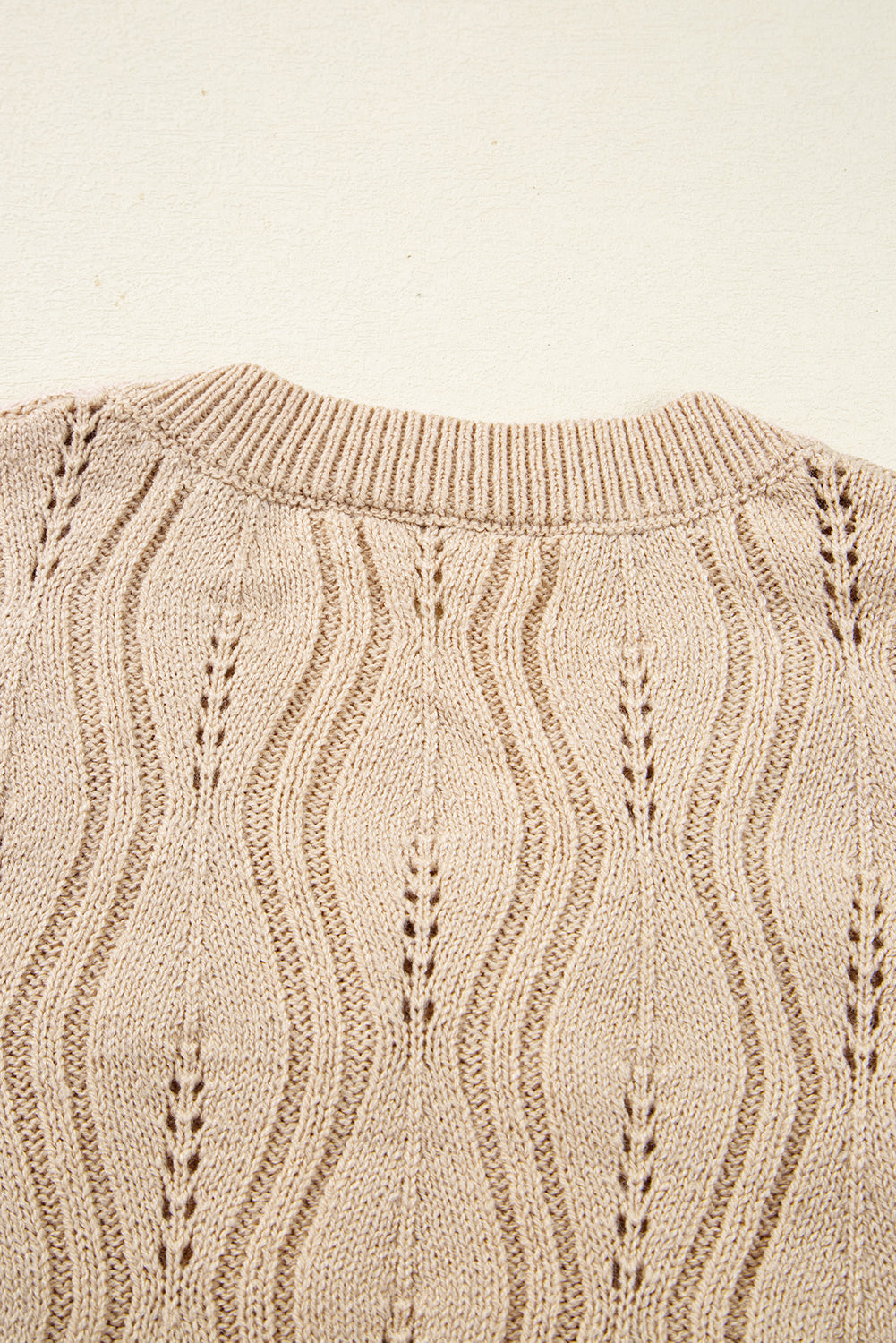 Smoke Gray Pearl Beaded Embellished Lace Applique Pointelle Knit Sweater