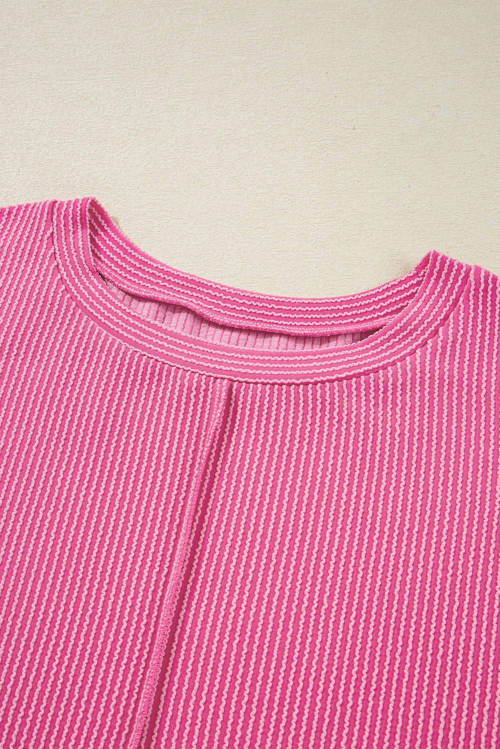 Haut côtelé torsadé Bonbon grande taille avec coutures apparentes