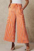 Pantalon palazzo court à rayures orange avec poches