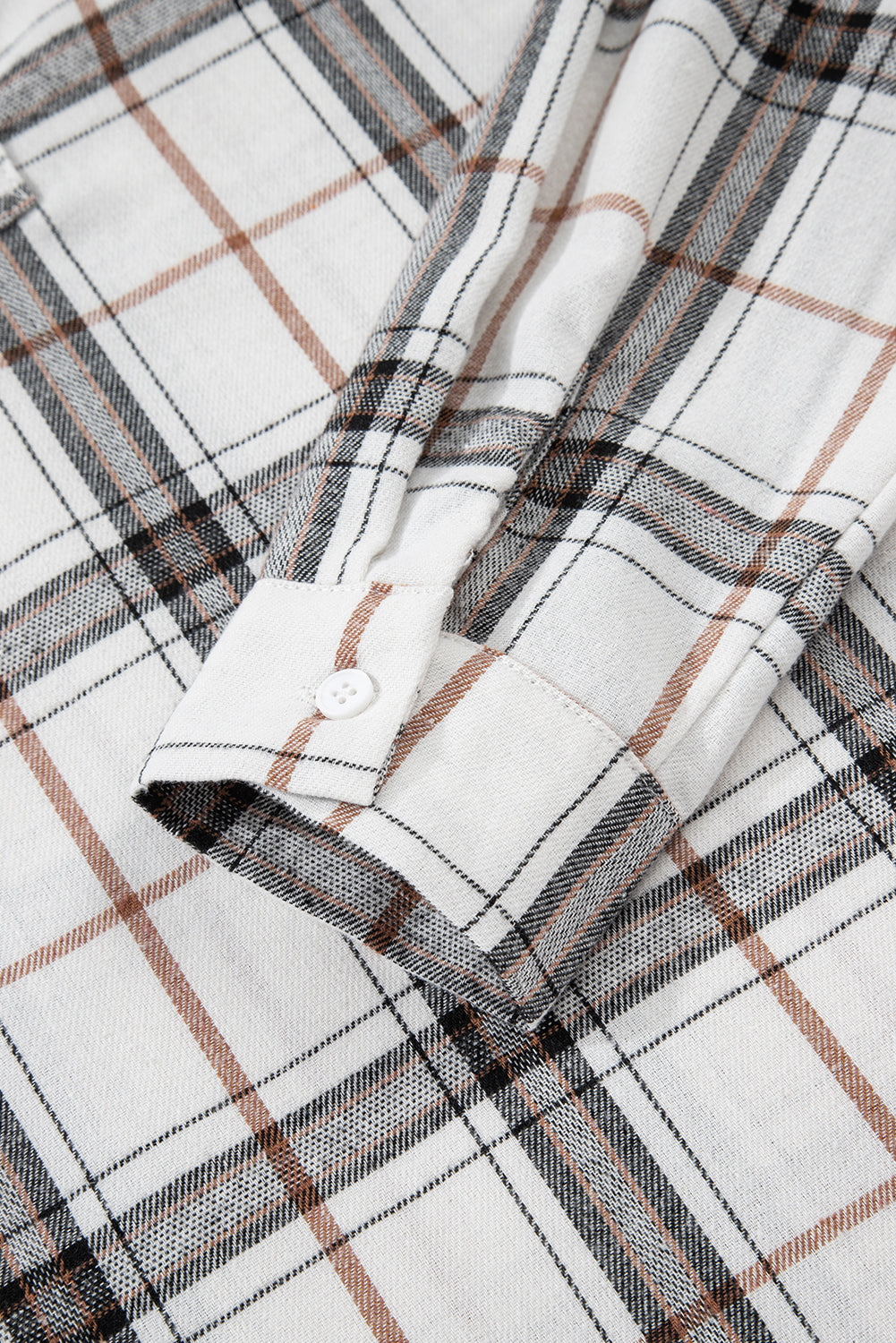 Red Plaid Print Collared V Neck Loose Blouse with Side Slits