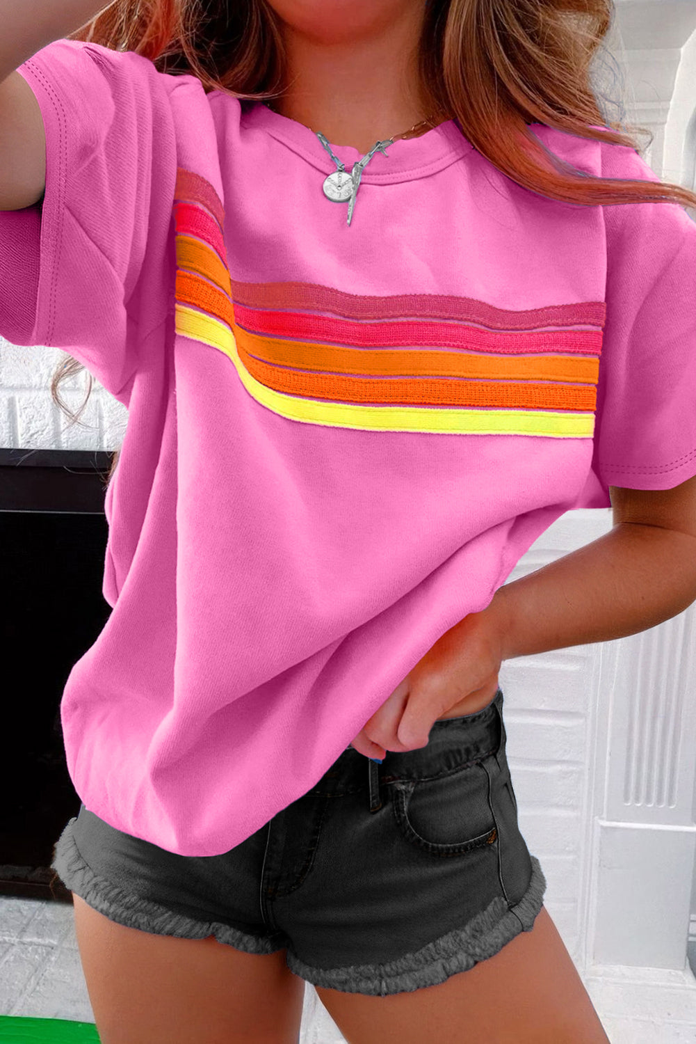 Bonbon Colorful Striped Casual Tee