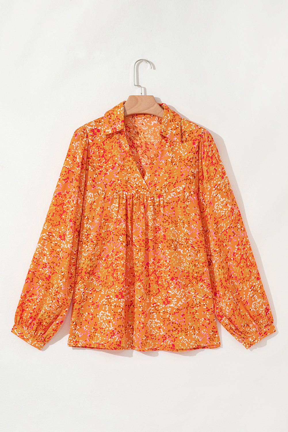 Blouse babydoll à imprimé abstrait Bonbon, coupe ample, col en V et style babydoll